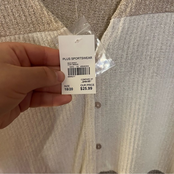 Cato NWT Front Tie Waffle Knit Colorblock Top Size 18/20W Business Casual - Picture 10 of 10